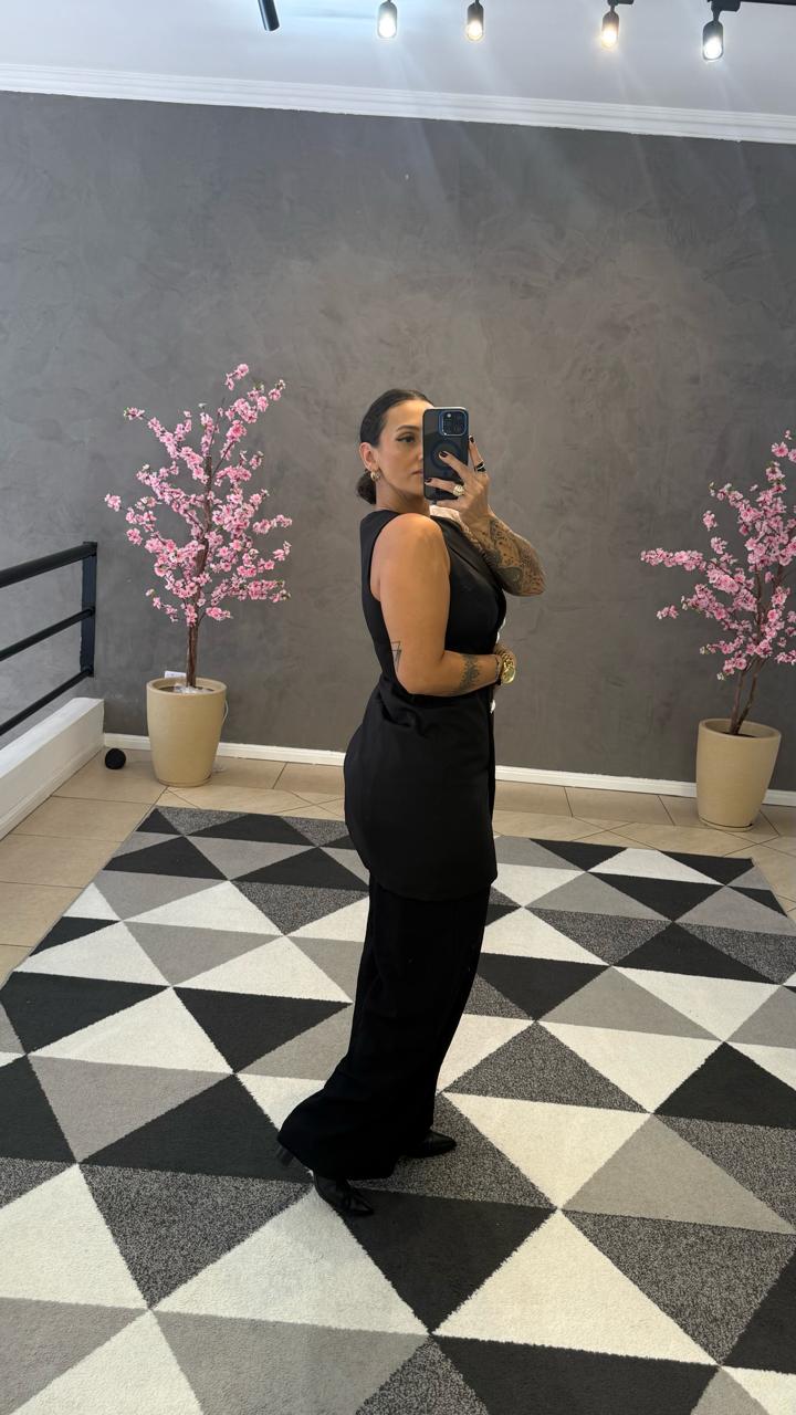 Colete/Vestido Curto Botão Rosas