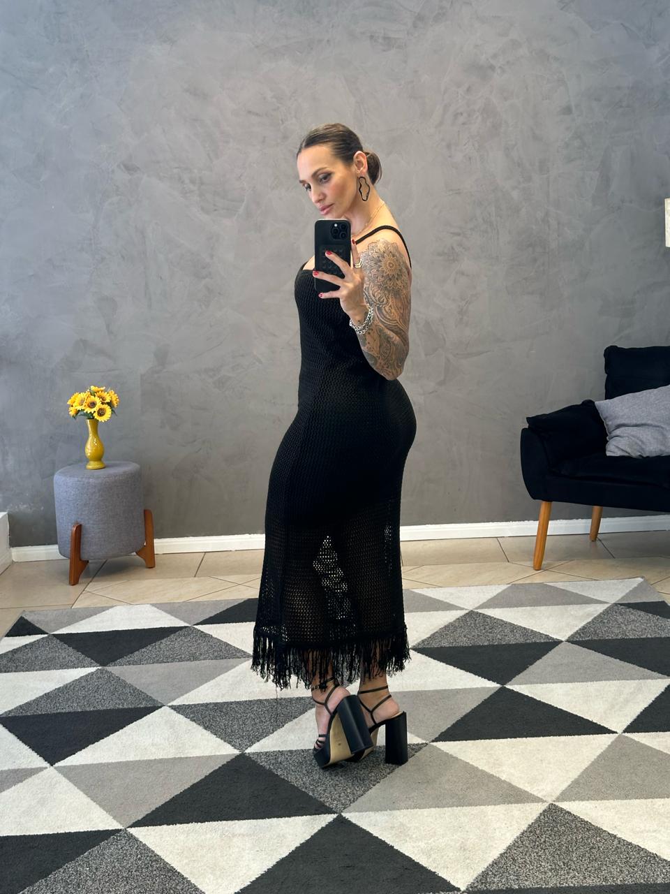 Vestido Tricô Midi Rede