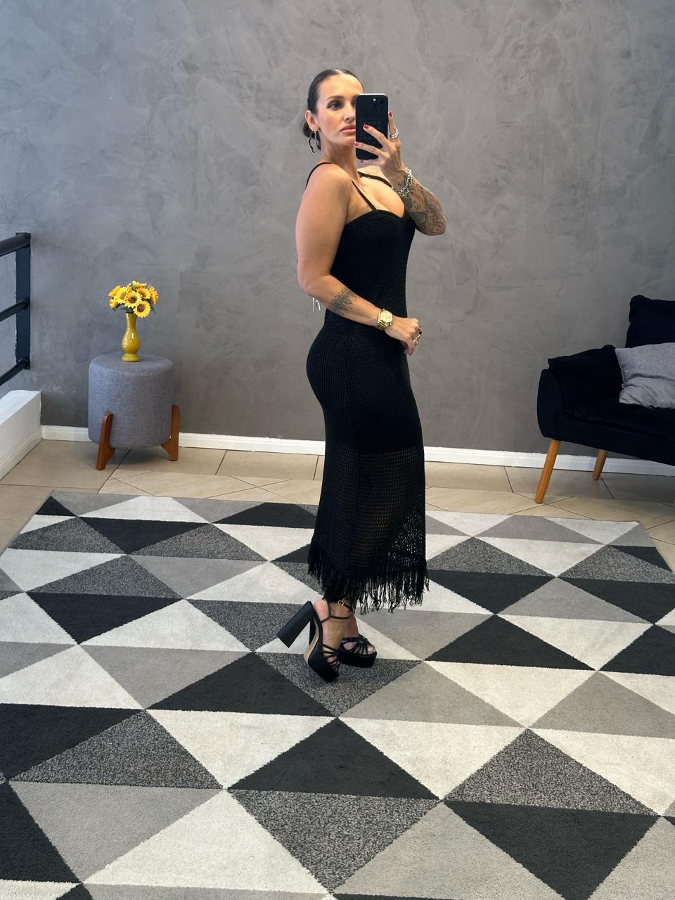 Vestido Tricô Midi Rede