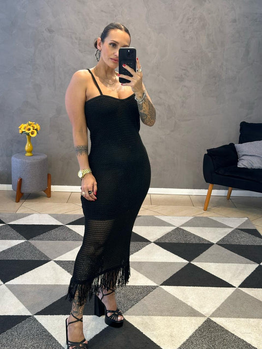 Vestido Tricô Midi Rede