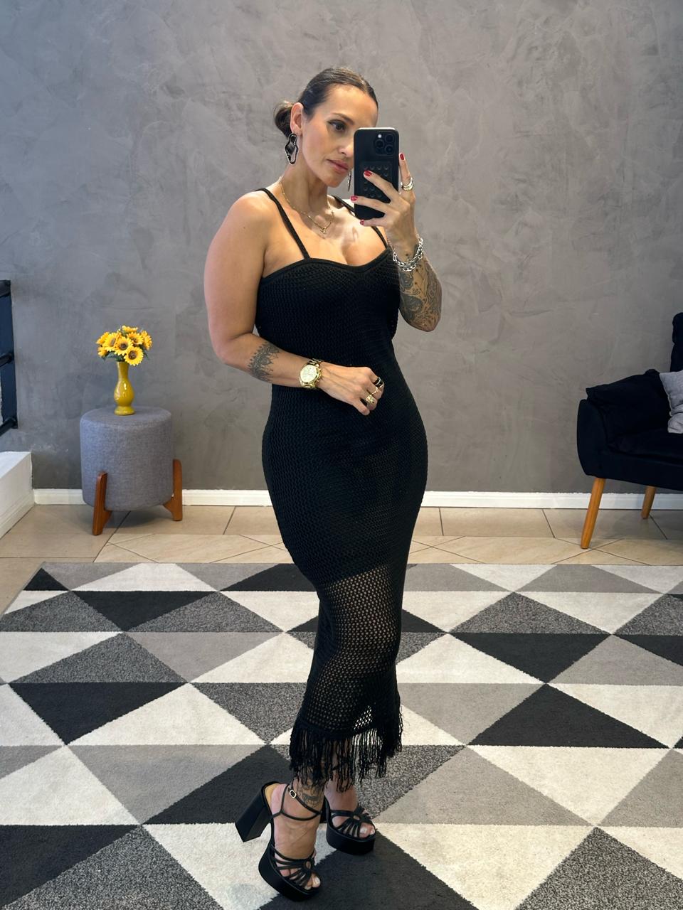 Vestido Tricô Midi Rede